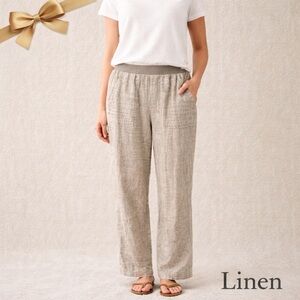 Coldwater Creek Pull-on Gray 100% Linen Pants Size 8